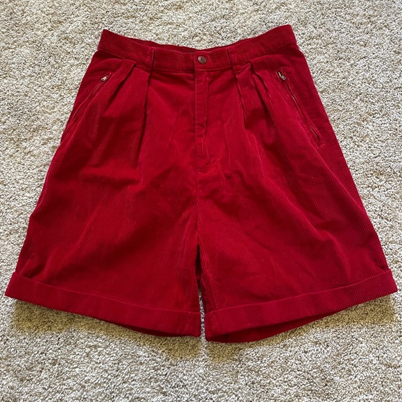 Ralph Lauren Pants - VTG 90s Ralph Lauren Country Red Corduroy High Waisted Shorts Women’s Sz 6 FLAW